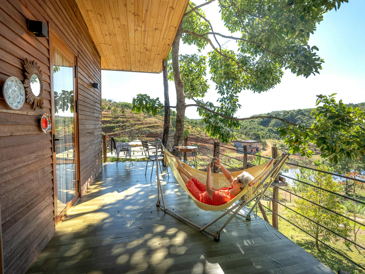 Wooden deck balcony painted in Cheltenham, stained boards and railings