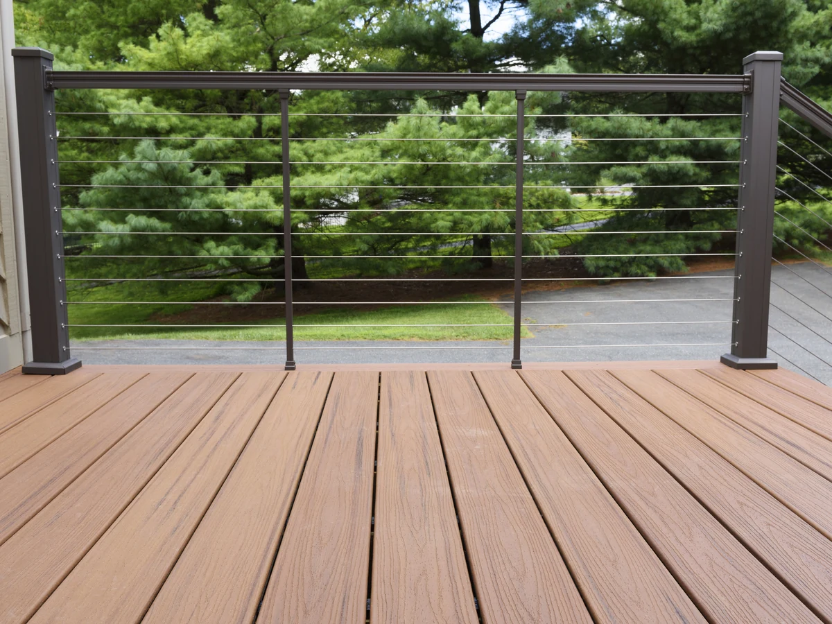 Wooden deck with metal fittings painted in Cheltenham, anti-slip finish applied