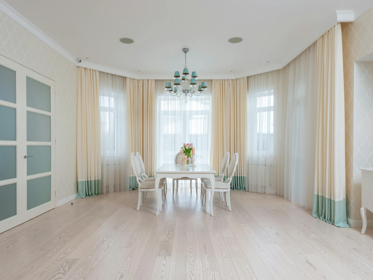 Furnished dining room with table and chairs back in place after painting, Cheltenham