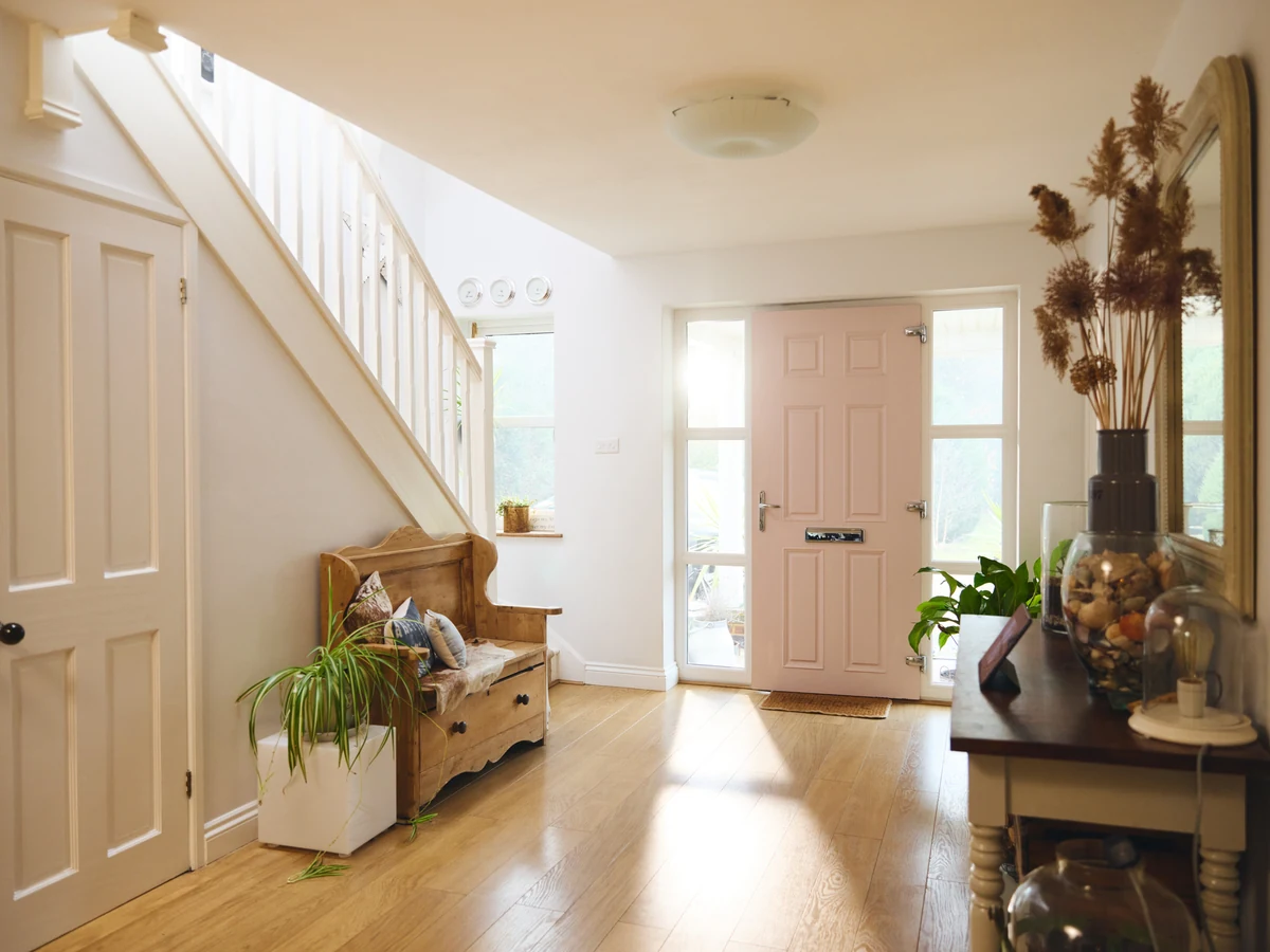 Bright freshly painted hallway by Cheltenham Decorators in a family home