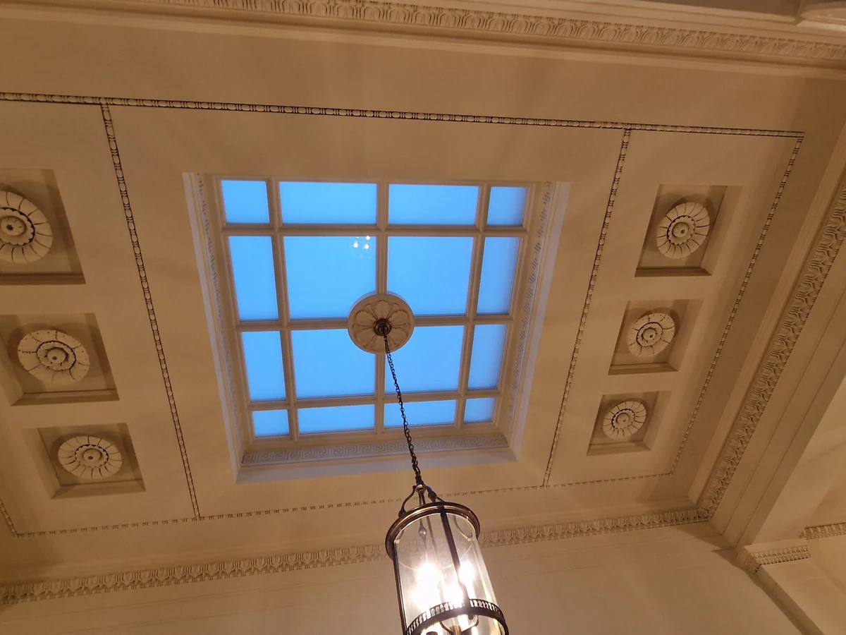 period-property-painting-coffered-ceiling-room-cheltenham-cheltenham-decorators Period room with painted coffered ceiling and panelling by Cheltenham Decorators